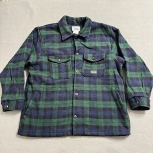 Codet Wool Jacket Mens XL Green Blue Plaid Button Front Canada Outdoor